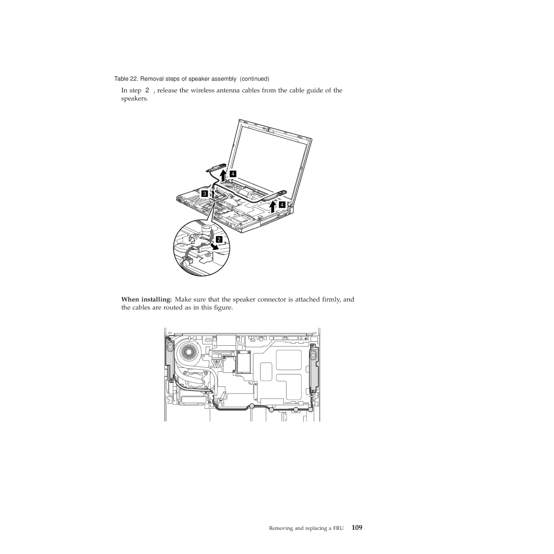 Lenovo R400 manual Removal steps of speaker assembly 