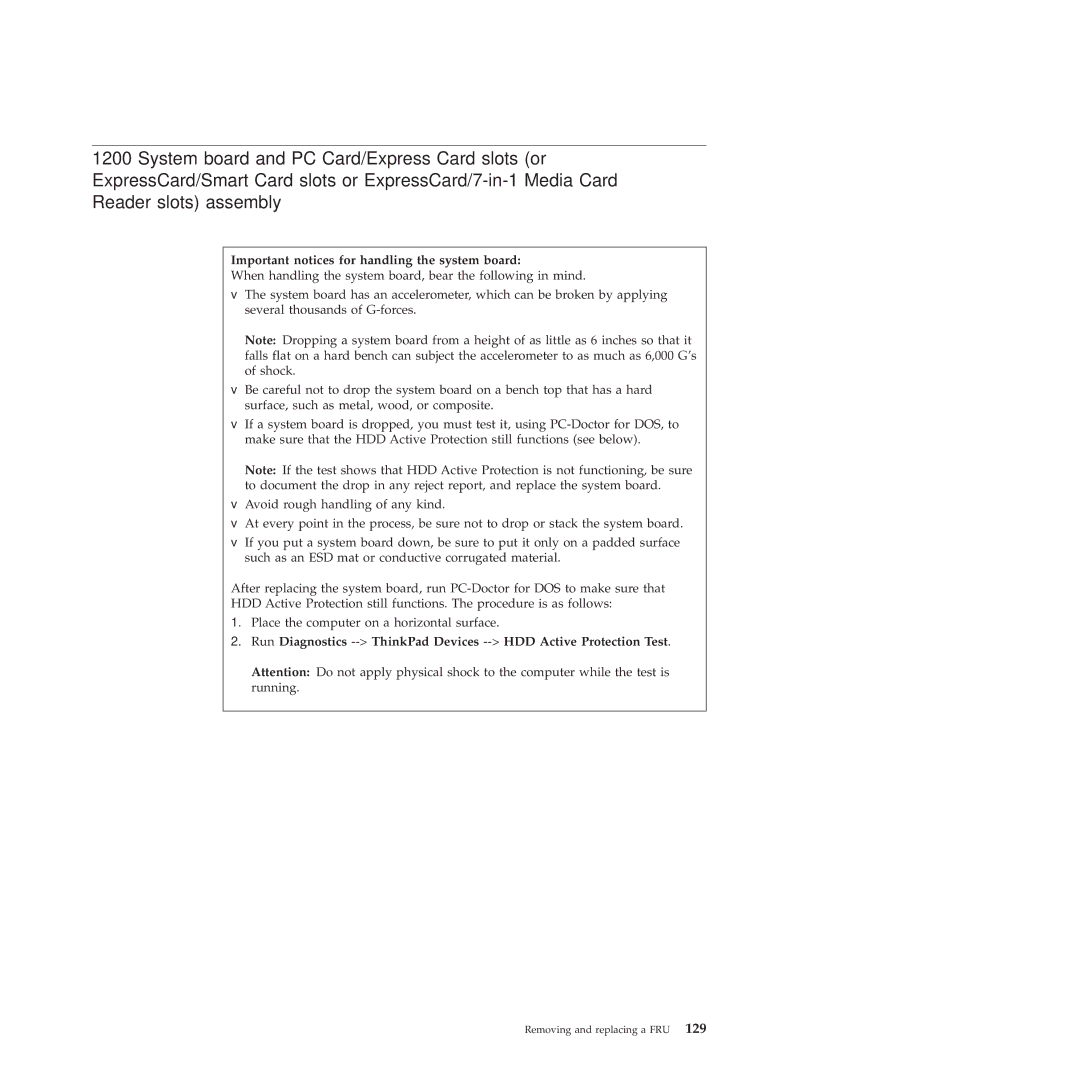 Lenovo R400 manual Important notices for handling the system board 