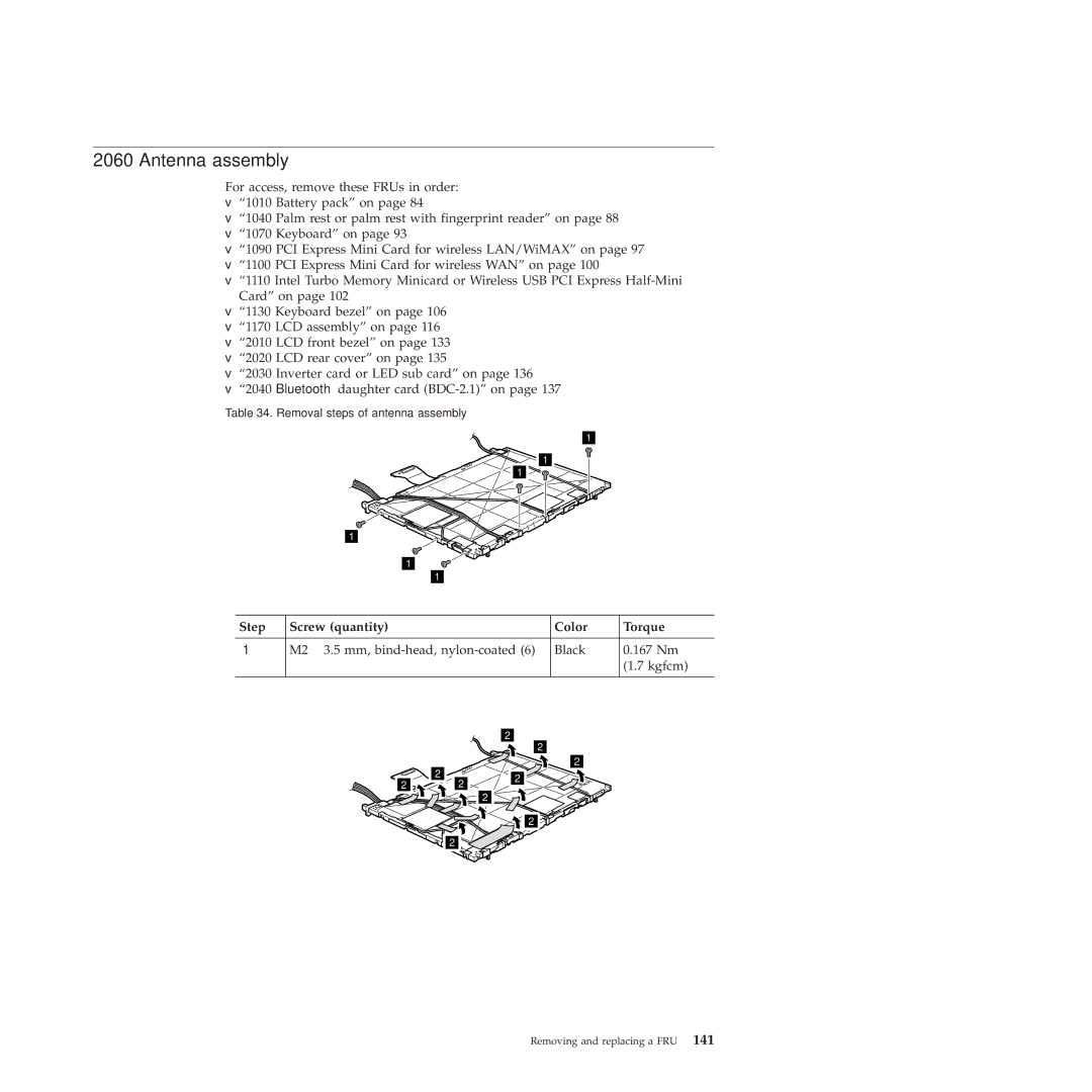 Lenovo R400 manual Antenna assembly 