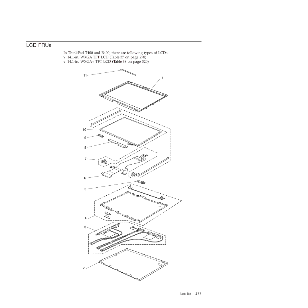 Lenovo R400 manual LCD FRUs 