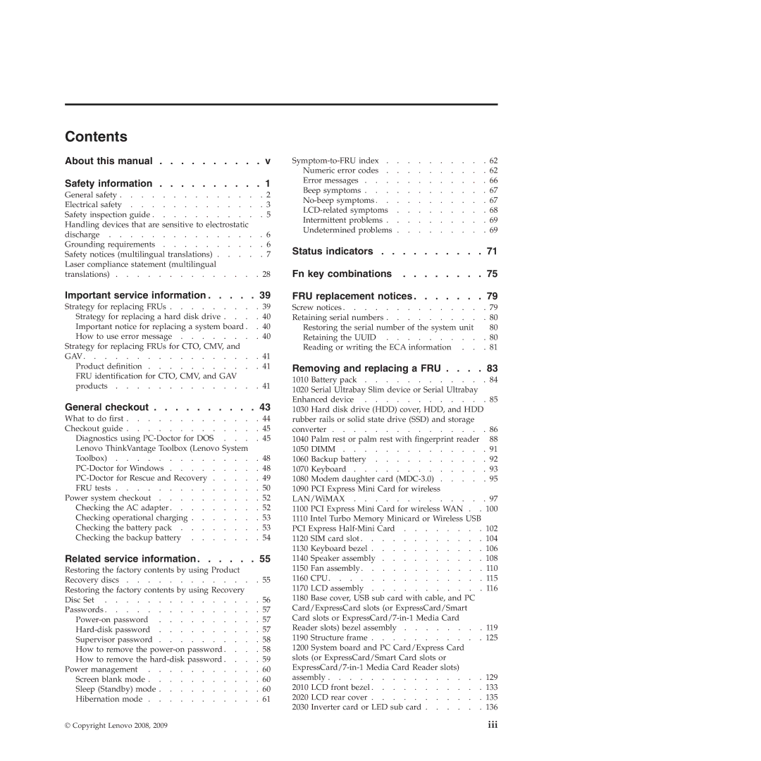 Lenovo R400 manual Contents 