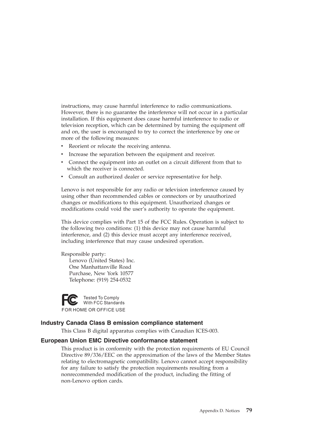 Lenovo R50 Series manual Industry Canada Class B emission compliance statement 