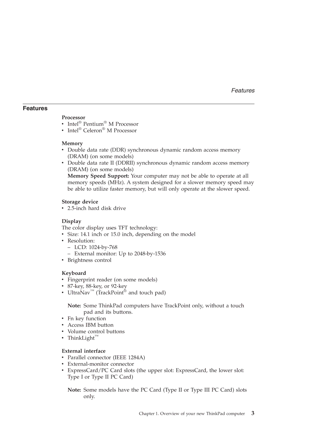 Lenovo R50 Series manual Features 