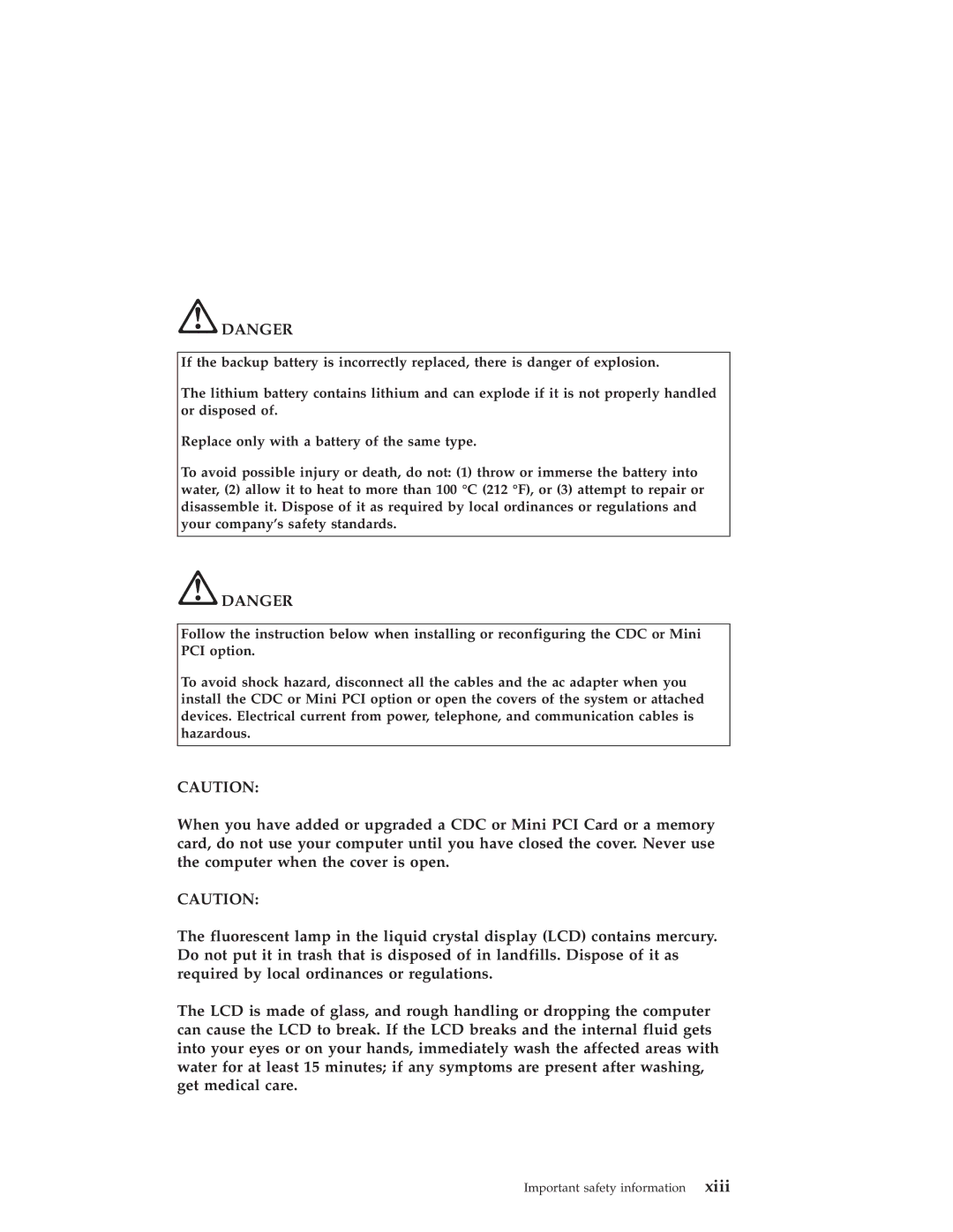 Lenovo R50 manual Important safety information 