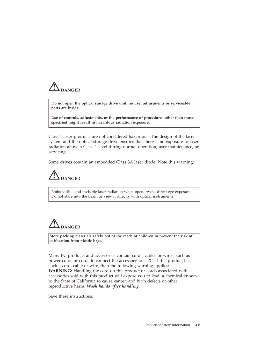 Lenovo R50 manual Important safety information 