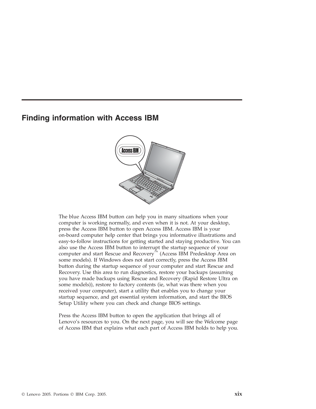 Lenovo R50 manual Finding information with Access IBM, Xix 