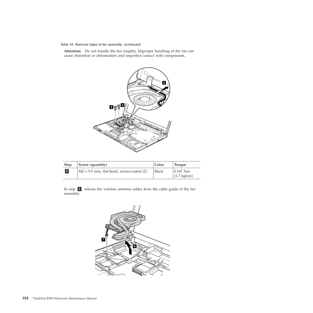 Lenovo R500 manual Step Screw quantity Color Torque 