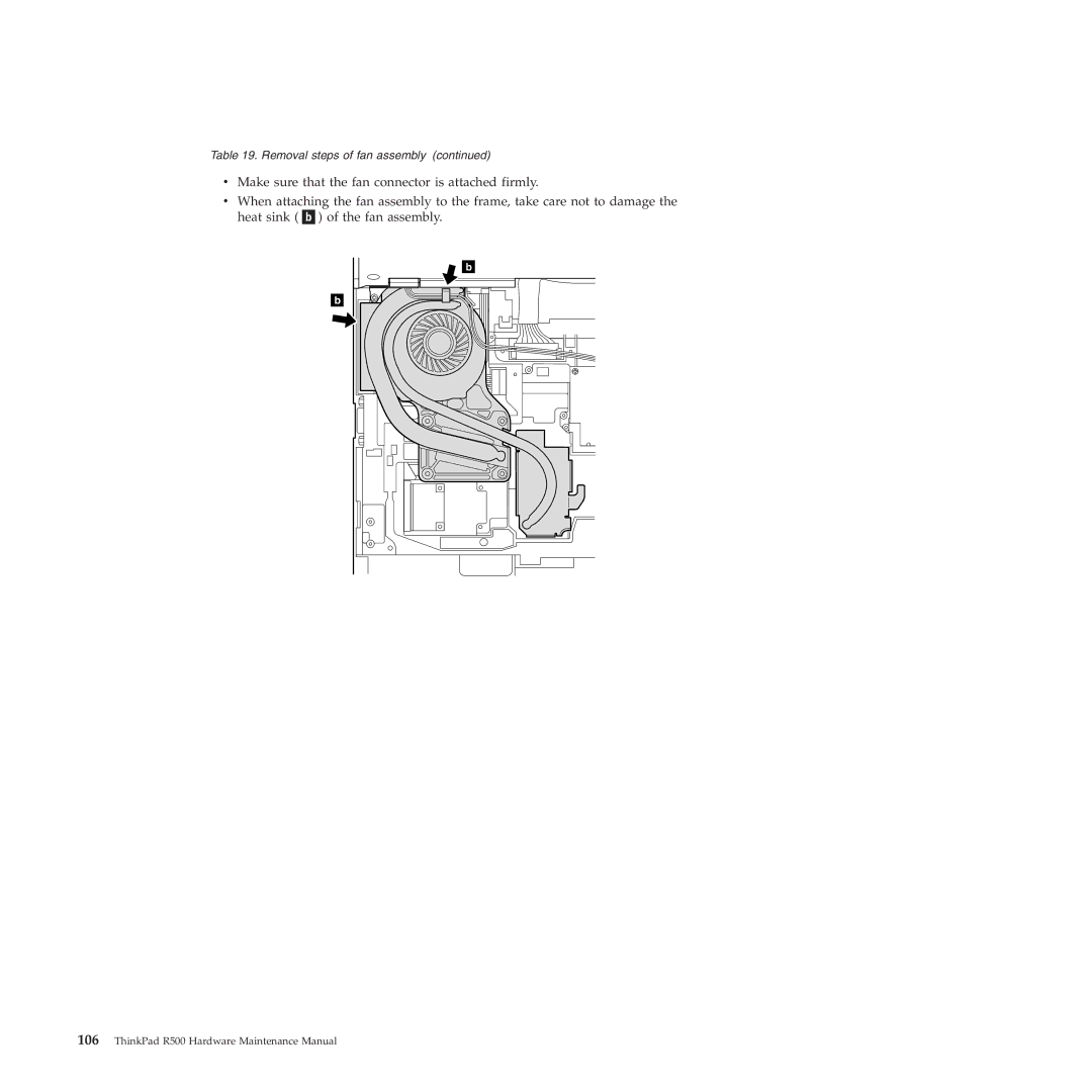 Lenovo R500 manual Removal steps of fan assembly 