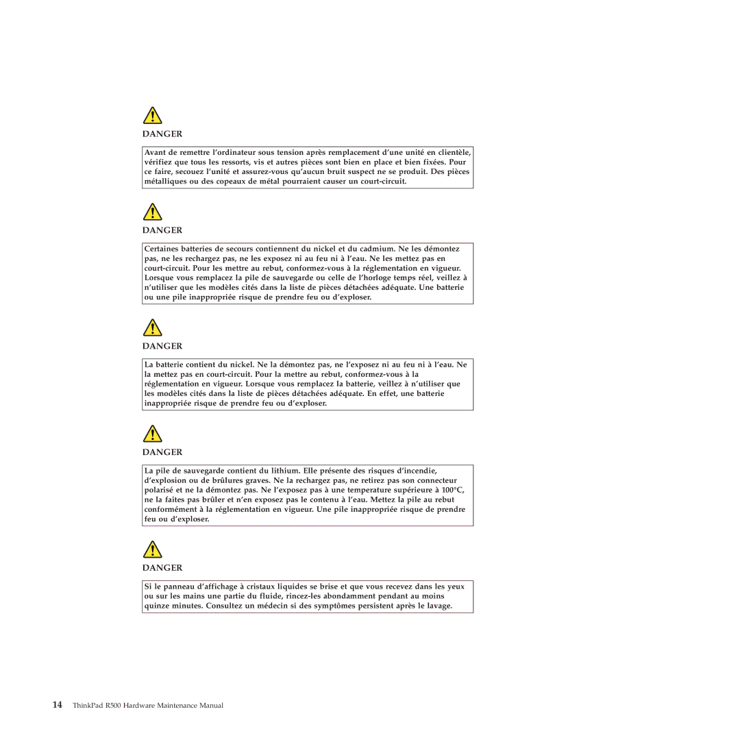 Lenovo manual ThinkPad R500 Hardware Maintenance Manual 