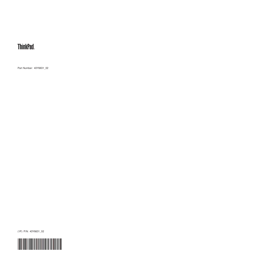 Lenovo R500 manual Part Number 43Y663102 