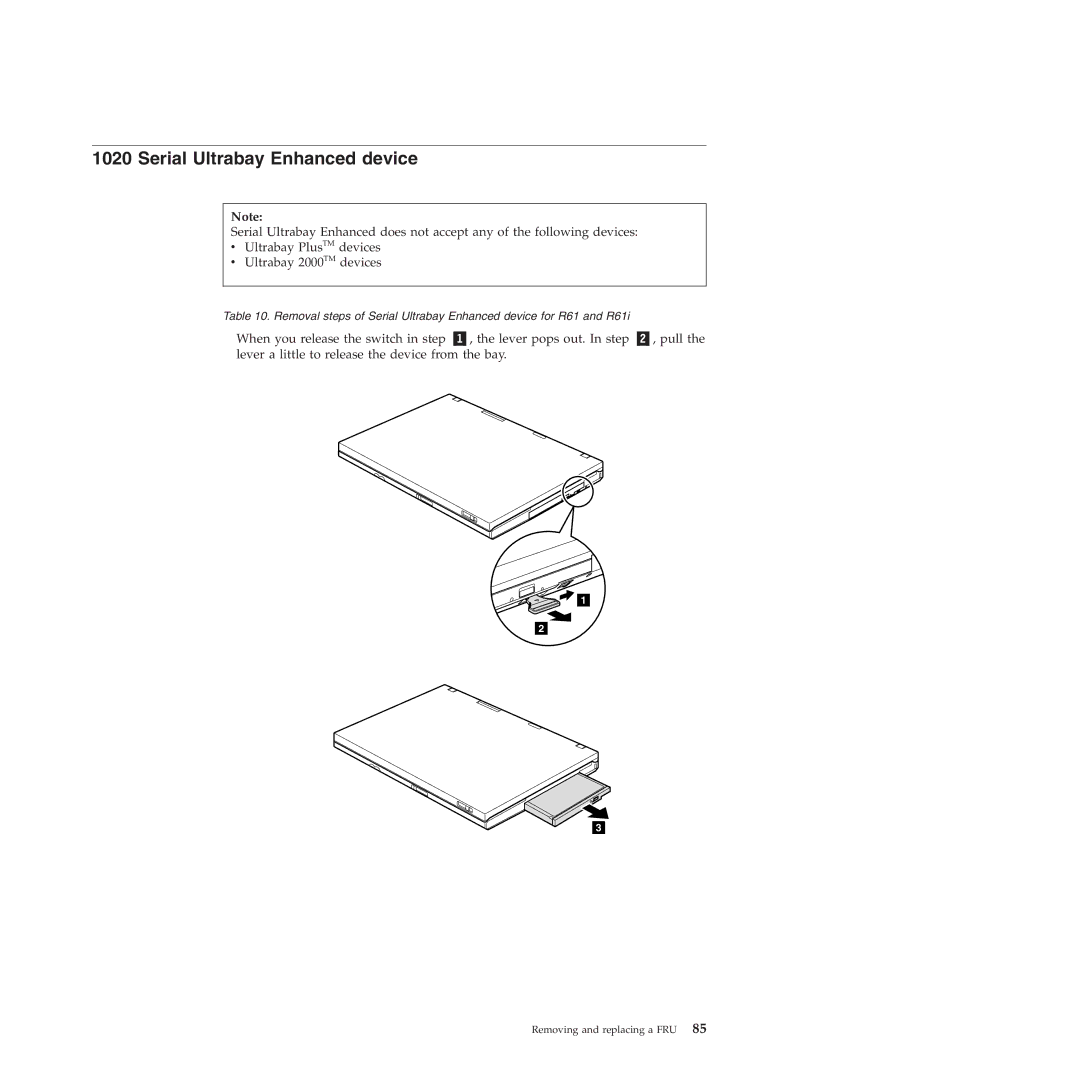 Lenovo R500 manual Serial Ultrabay Enhanced device 