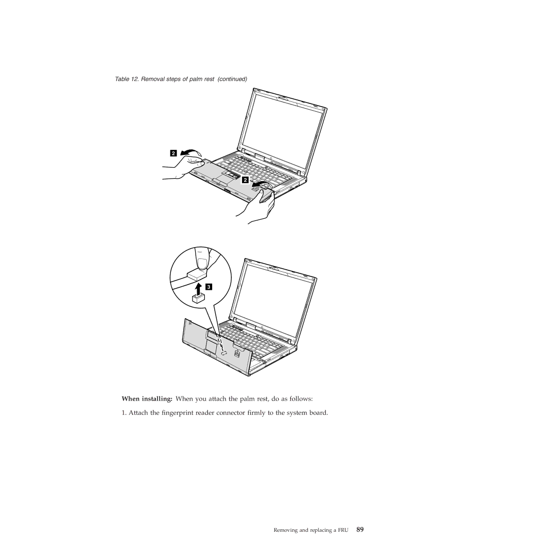 Lenovo R500 manual Removal steps of palm rest 