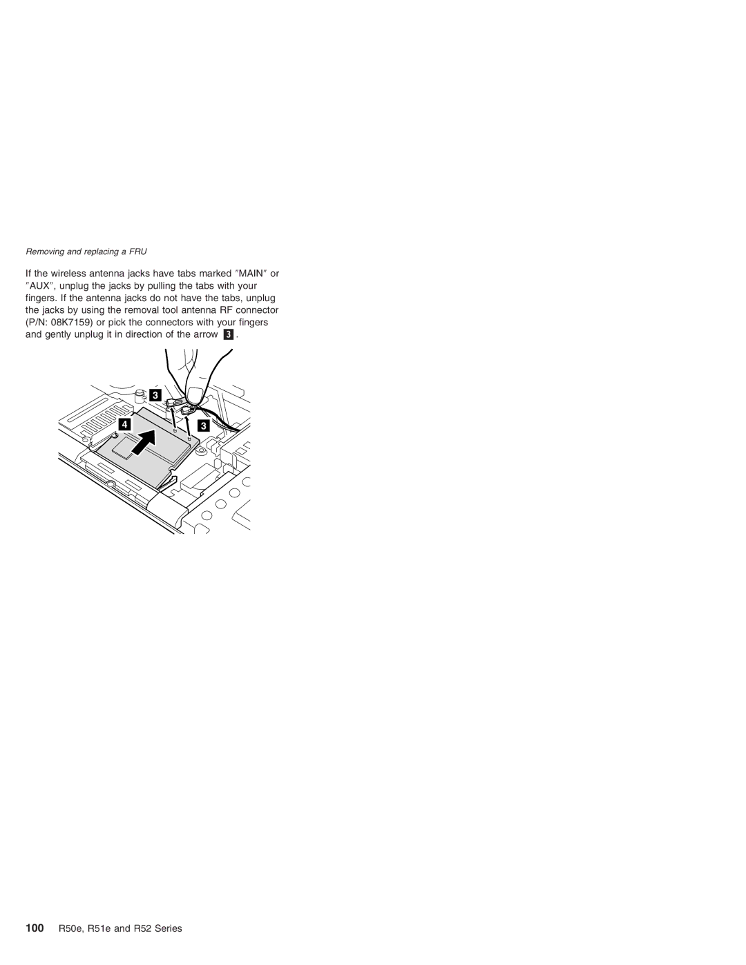 Lenovo R52 Series, R50e Series, R51e Series manual Removing and replacing a FRU 