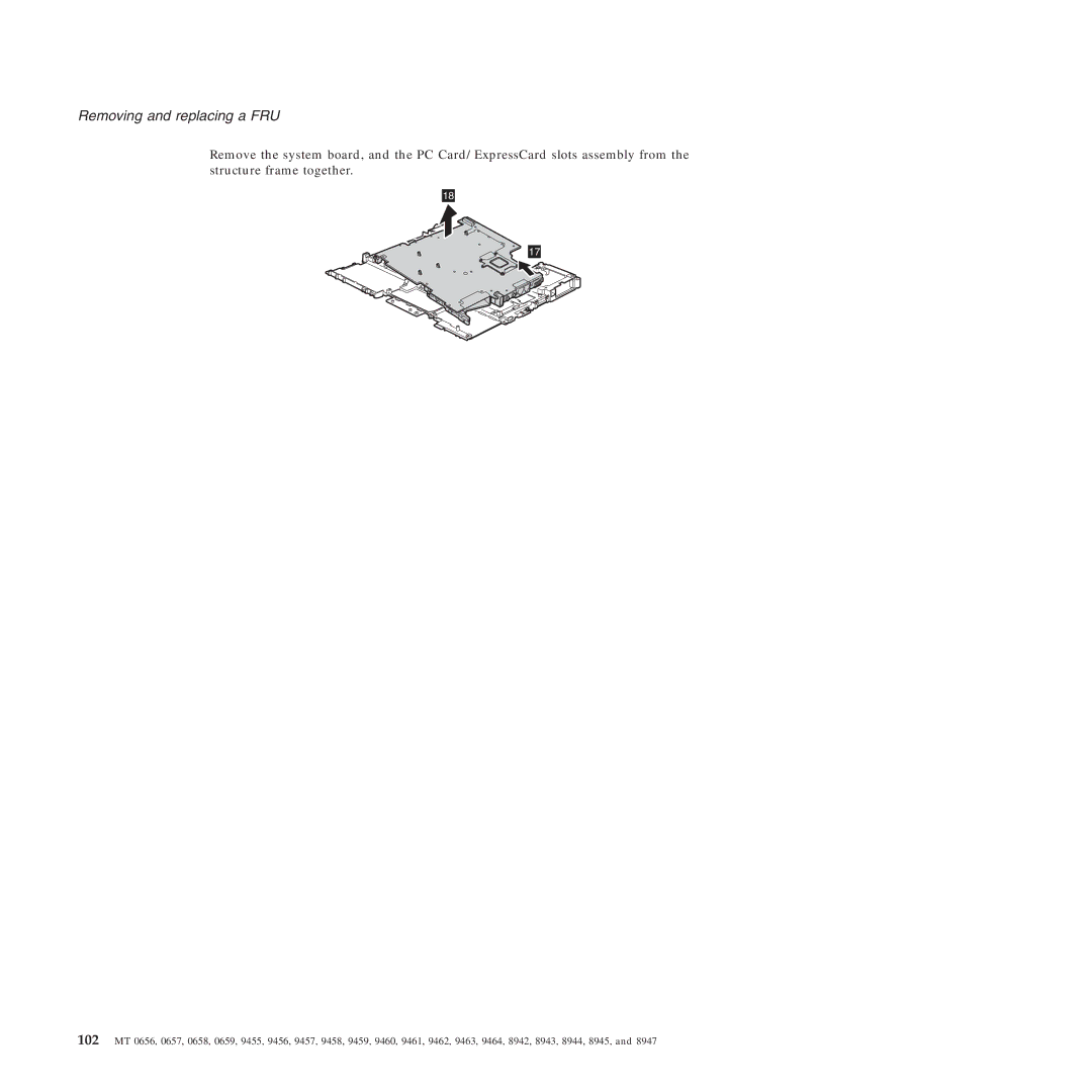 Lenovo R60E manual Removing and replacing a FRU 