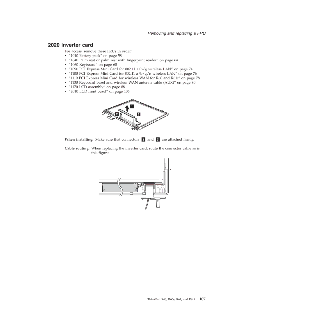 Lenovo R60E manual Inverter card 