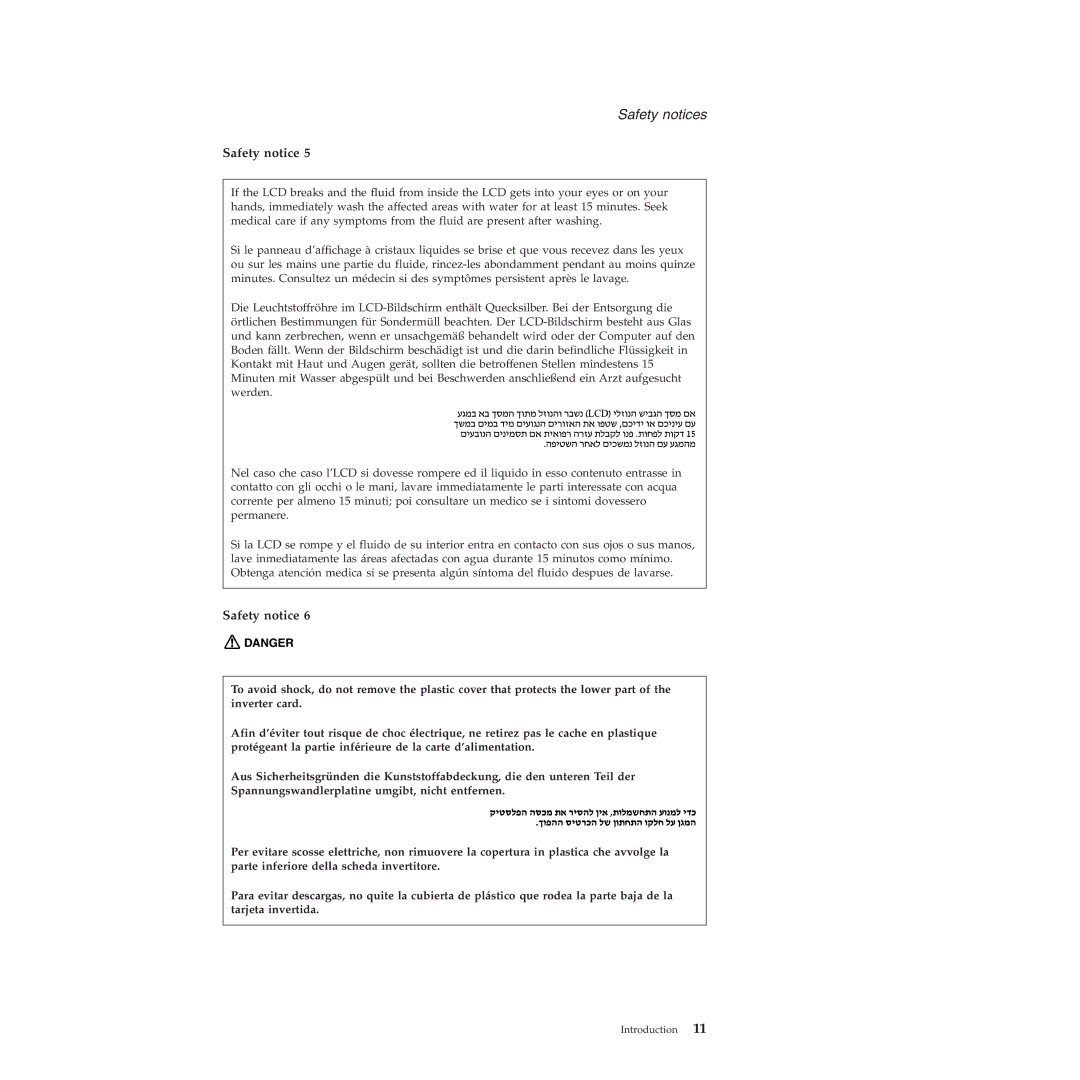 Lenovo R60E manual Safety notices 