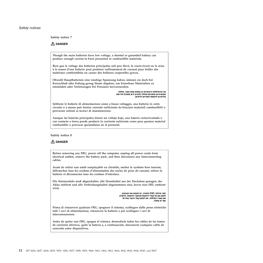 Lenovo R60E manual Safety notices 