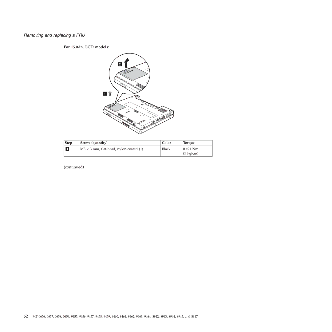 Lenovo R60E manual For 15.0-in. LCD models 