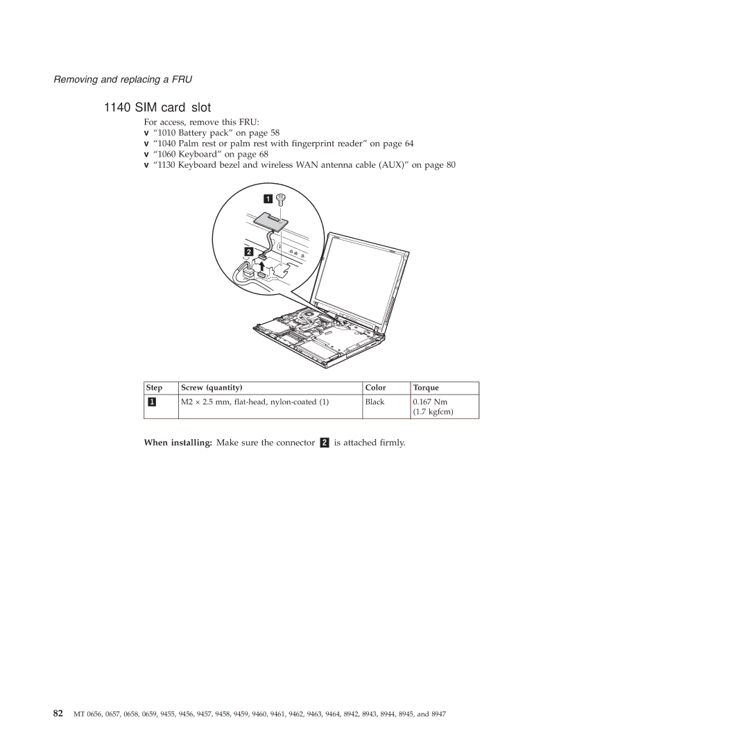 Lenovo R60E manual SIM card slot, When installing Make sure the connector Is attached firmly 