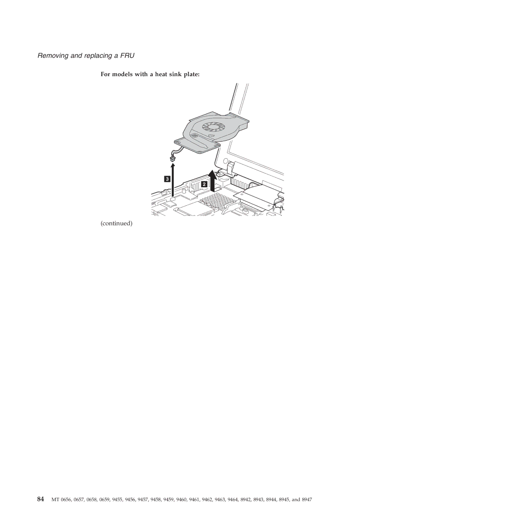 Lenovo R60E manual For models with a heat sink plate 