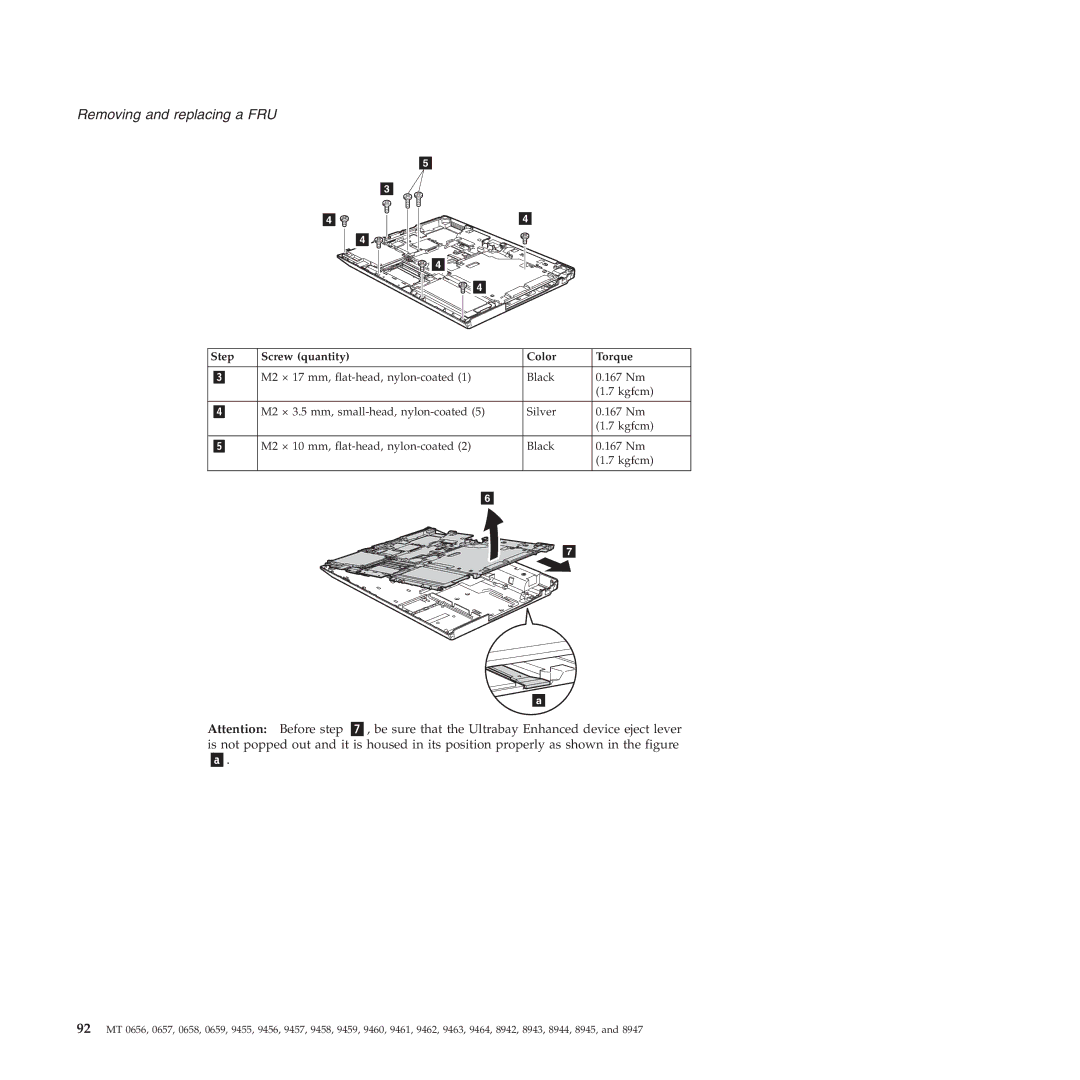 Lenovo R60E manual Be sure that the Ultrabay Enhanced device eject lever 