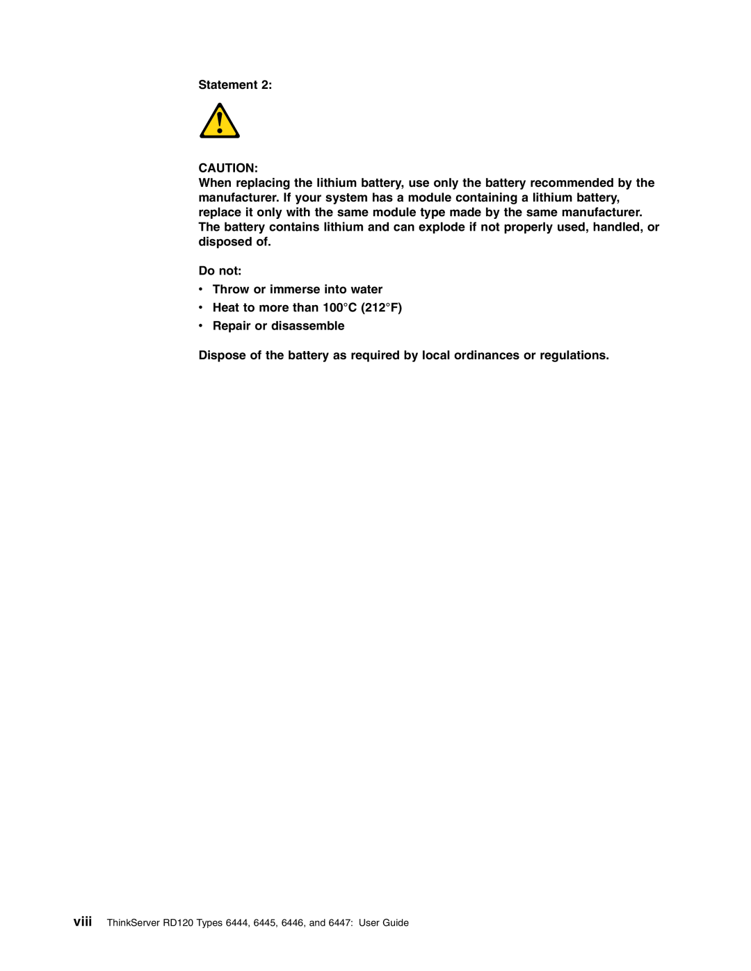 Lenovo RD120 manual Statement 