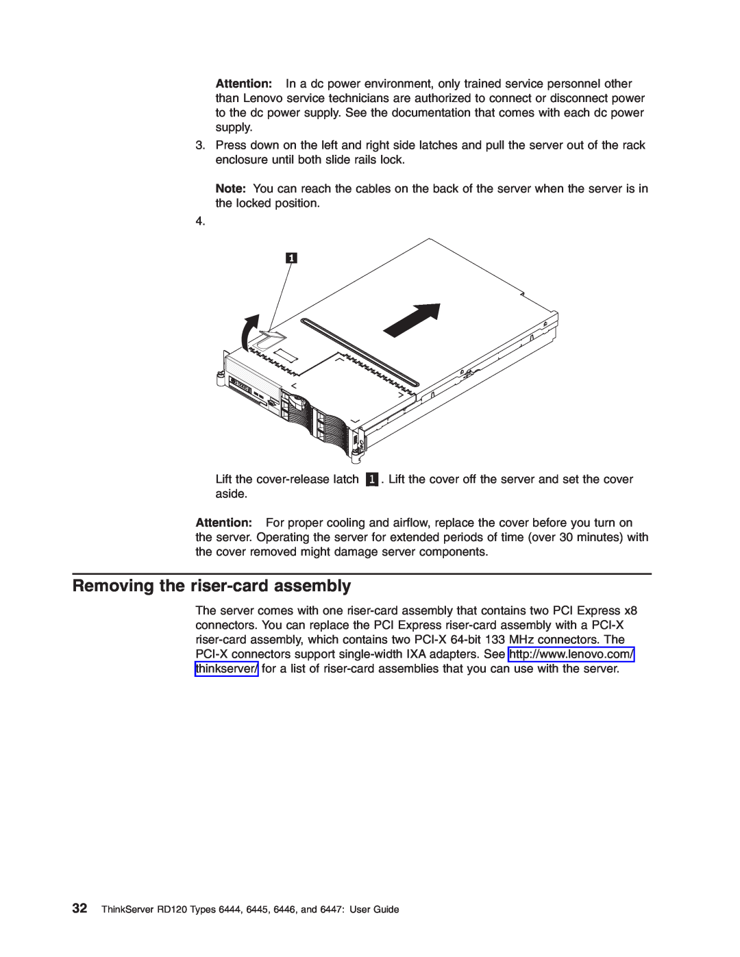 Lenovo RD120 manual Removing the riser-cardassembly 