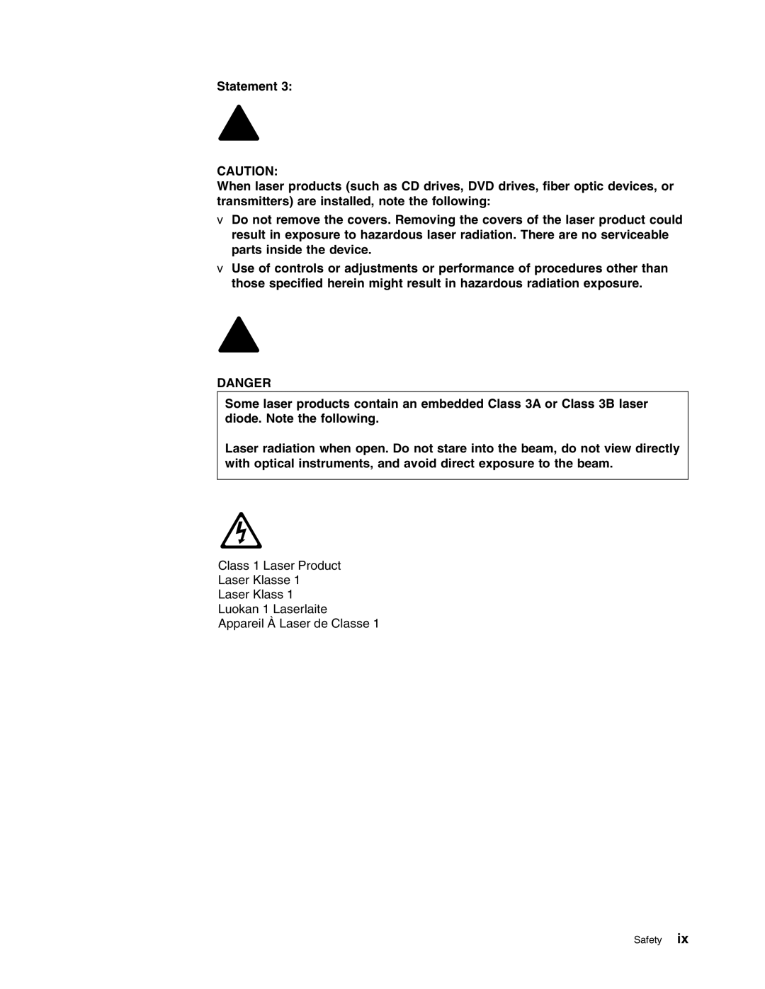 Lenovo RD120 manual Safety 