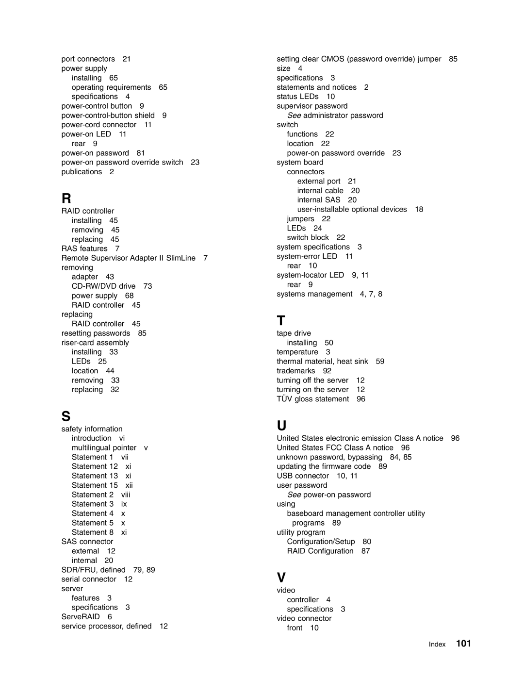 Lenovo RD120 manual Index 