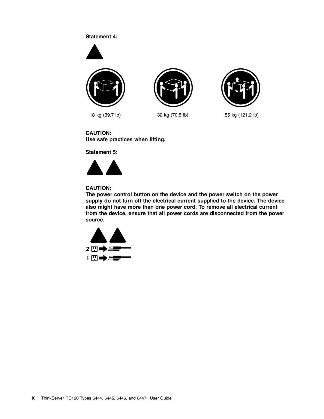 Lenovo RD120 manual Statement 