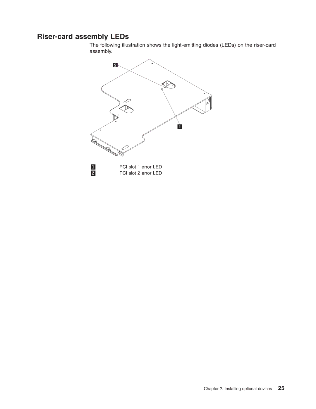 Lenovo RD120 manual Riser-card assembly LEDs 