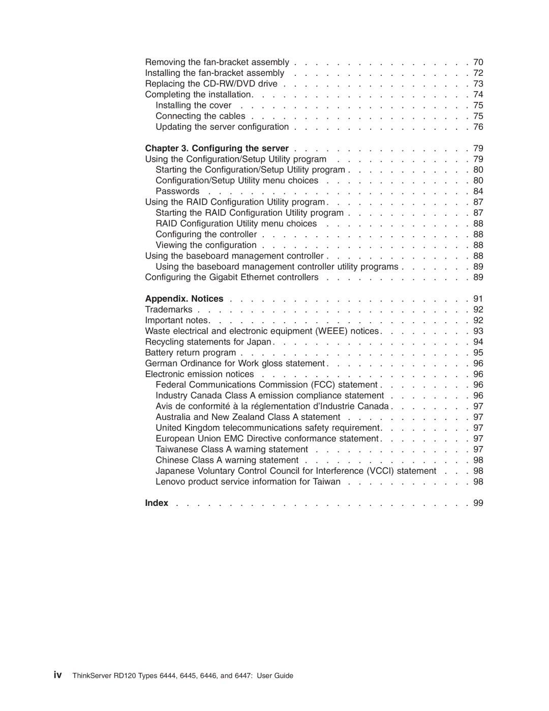 Lenovo RD120 manual Configuring the server 