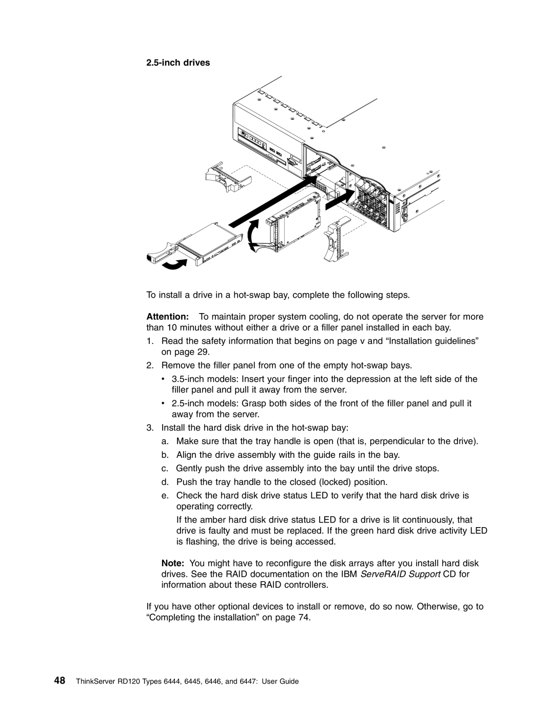 Lenovo RD120 manual Inch drives 