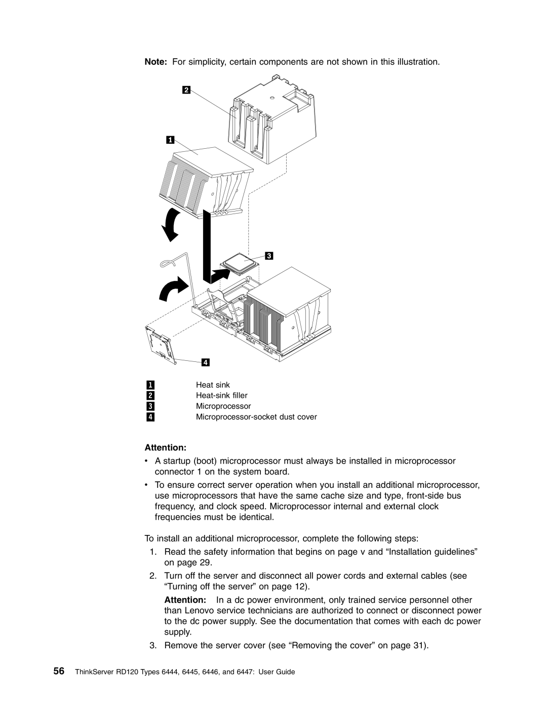 Lenovo RD120 manual Microprocessor-socket dust cover 