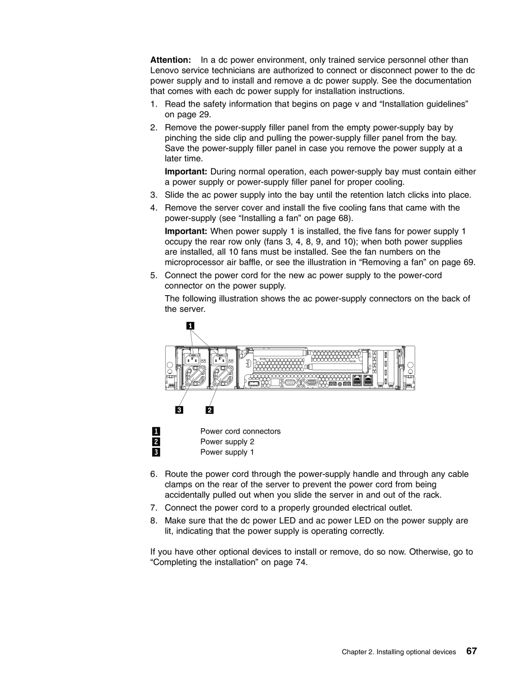 Lenovo RD120 manual Power cord connectors 