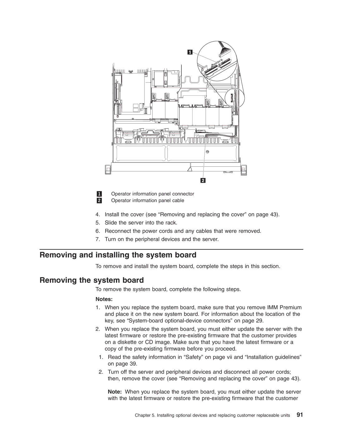 Lenovo RD210 manual Removing and installing the system board, Removing the system board 