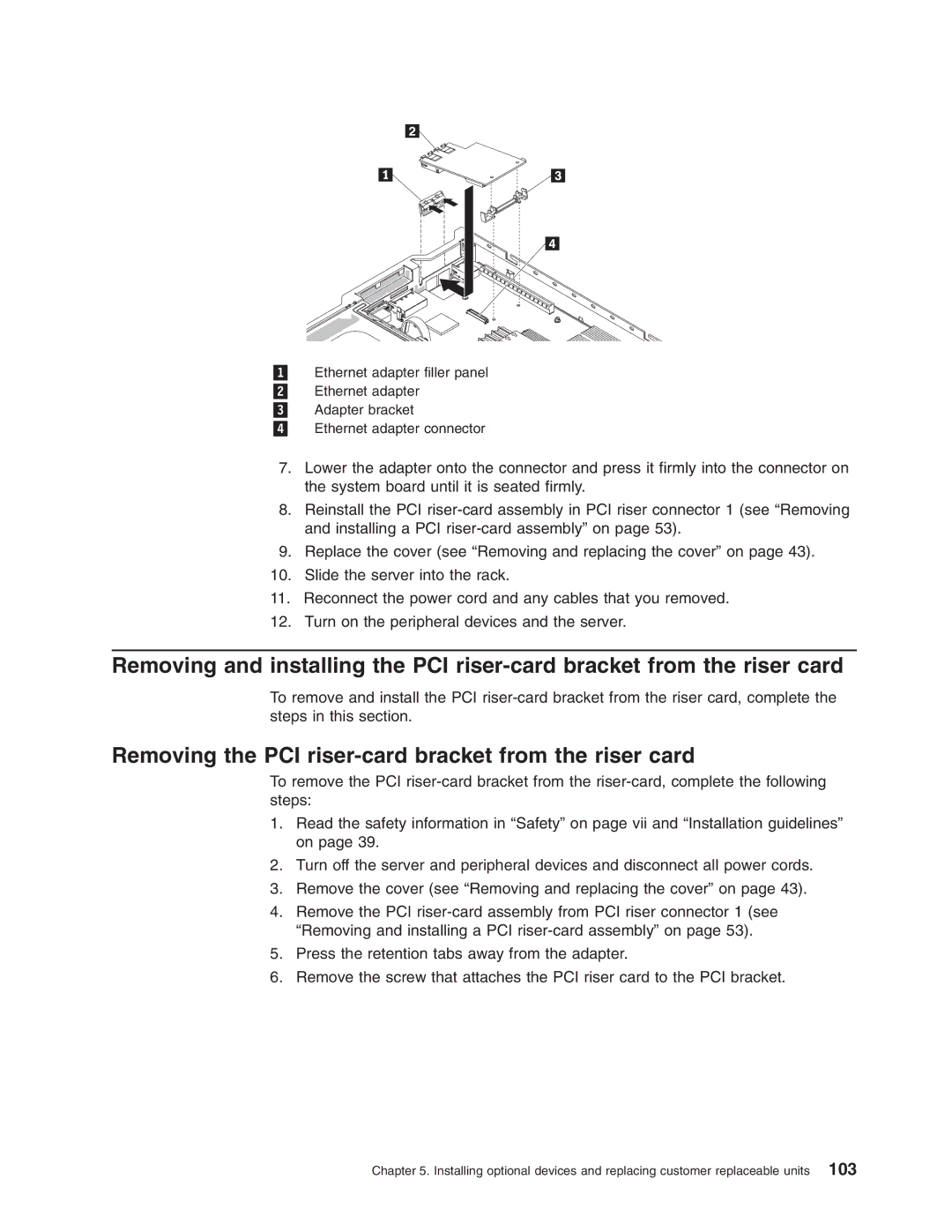 Lenovo RD210 manual Removing the PCI riser-card bracket from the riser card 