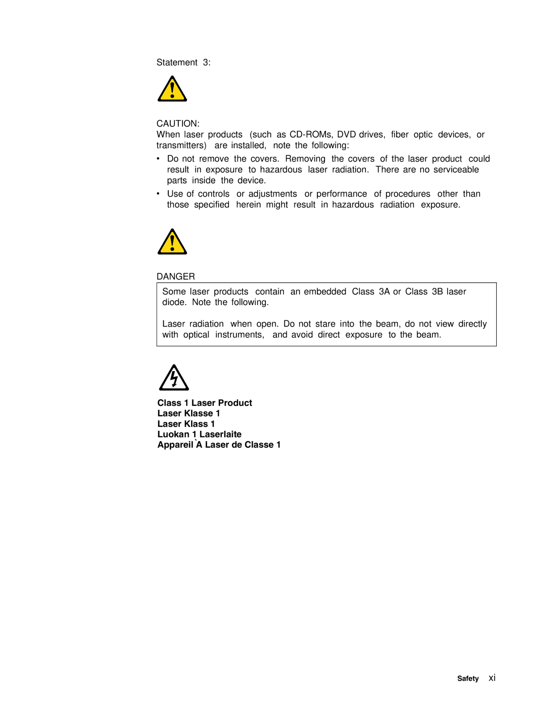 Lenovo RD210 manual Safety 