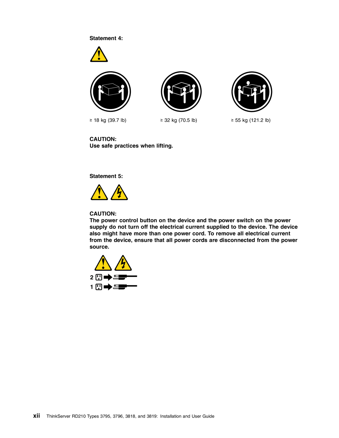 Lenovo RD210 manual Statement 