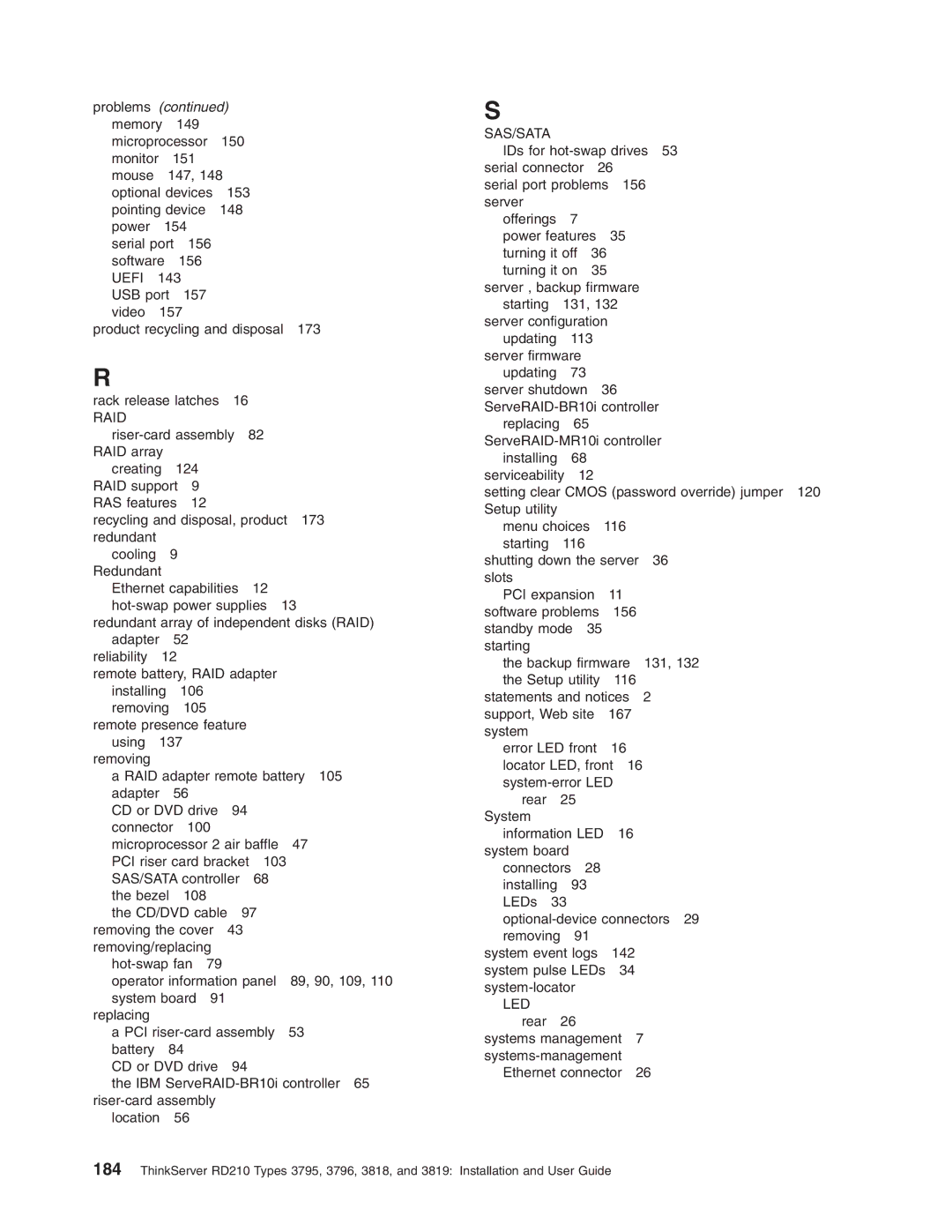 Lenovo RD210 manual Problems 