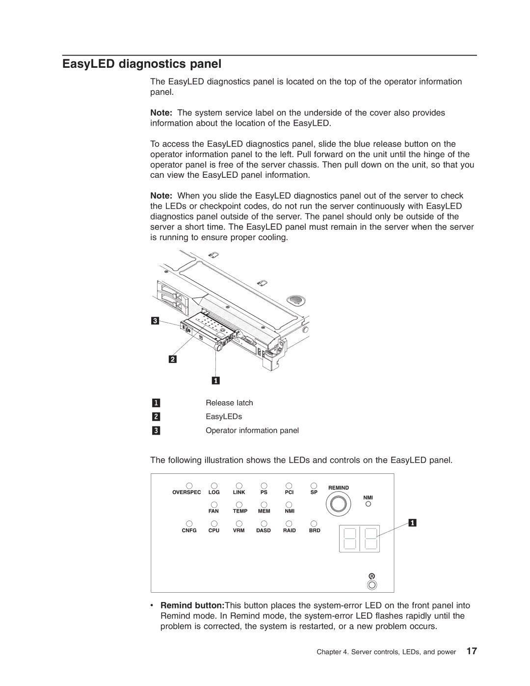 Lenovo RD210 manual EasyLED diagnostics panel 