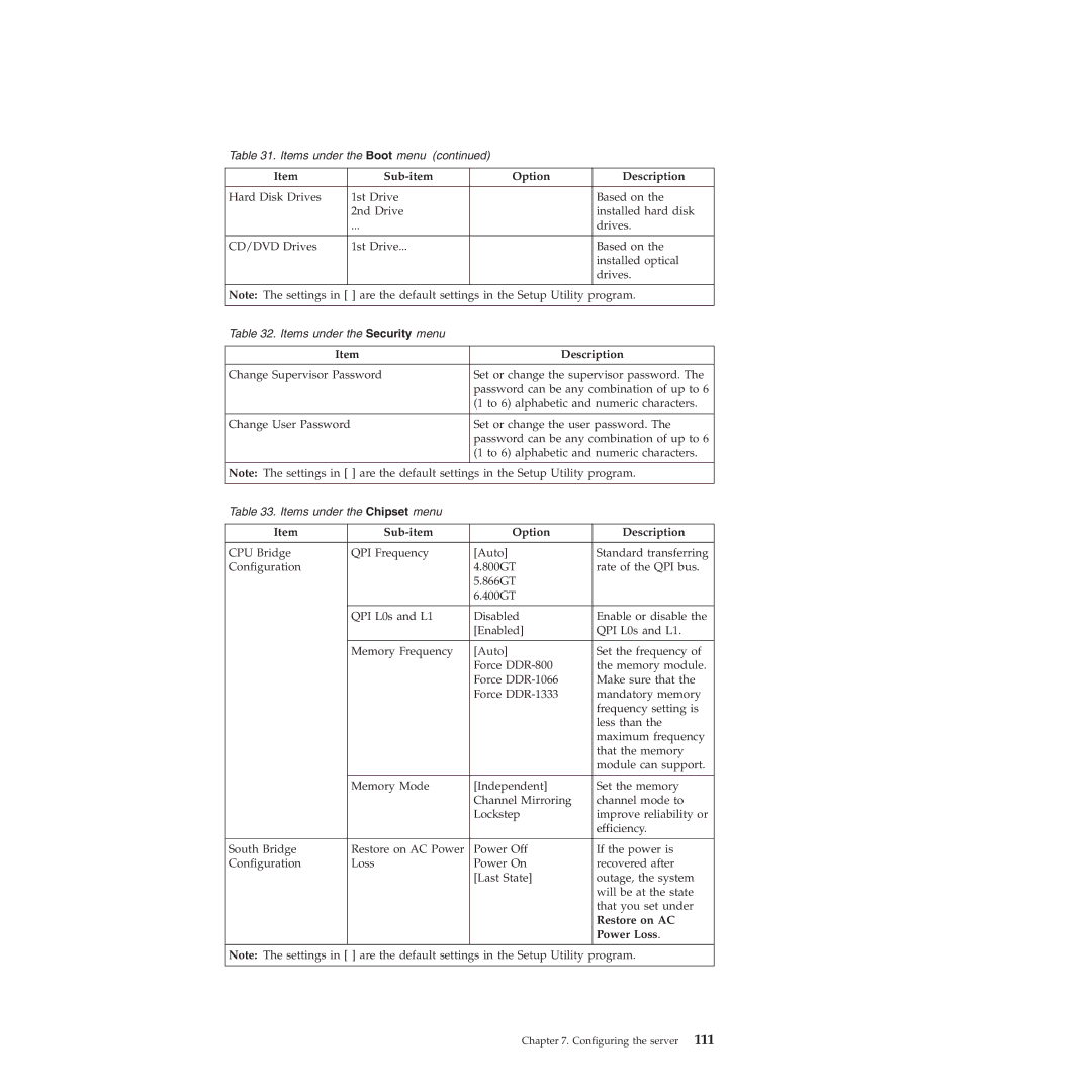 Lenovo RD230 manual Restore on AC, Power Loss 