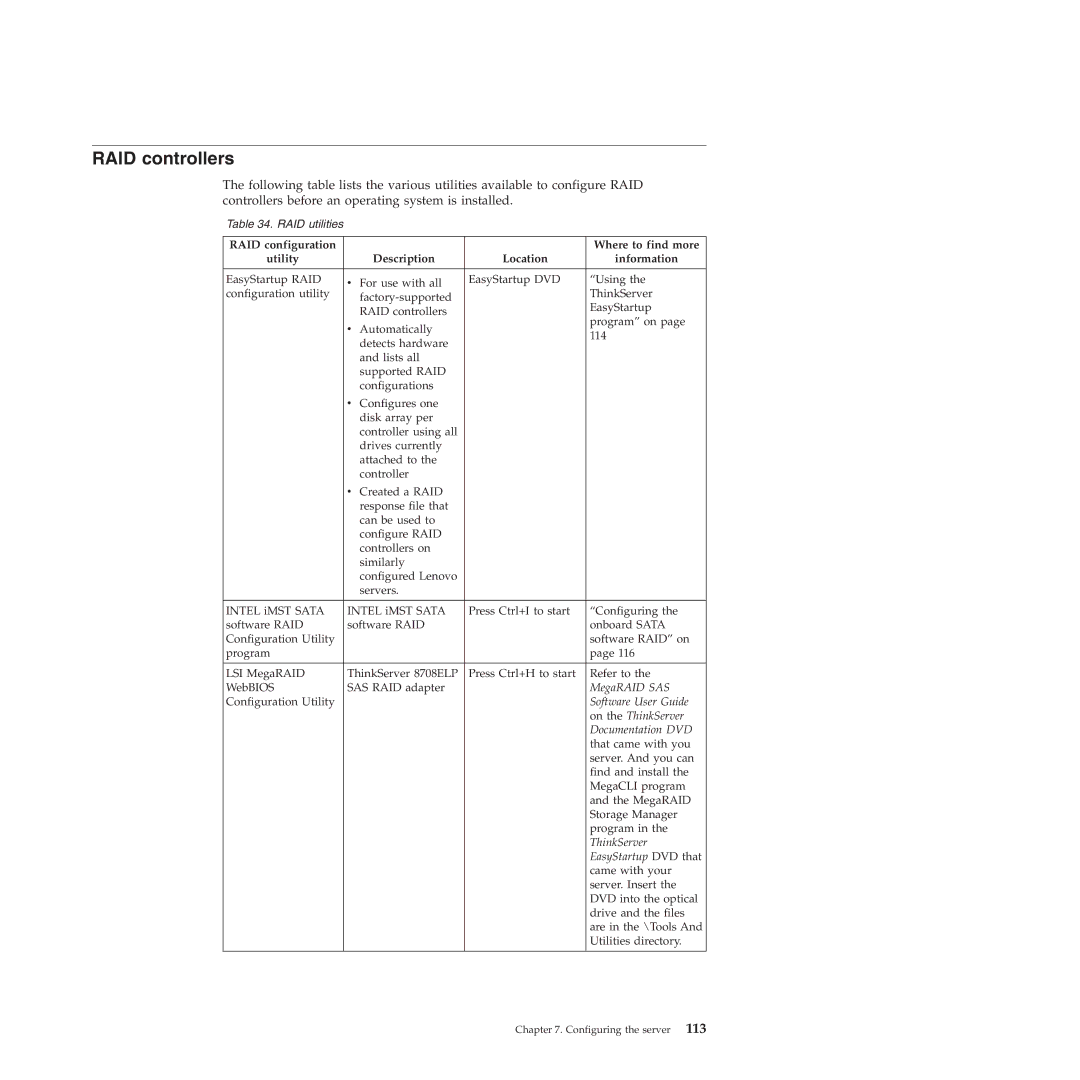 Lenovo RD230 manual RAID controllers, Documentation DVD 