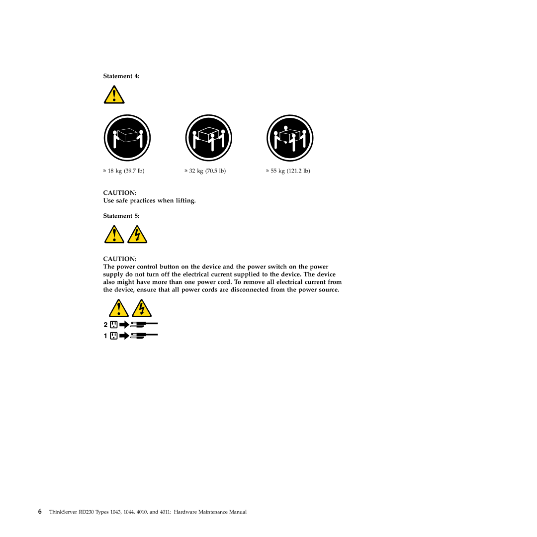 Lenovo RD230 manual Statement 