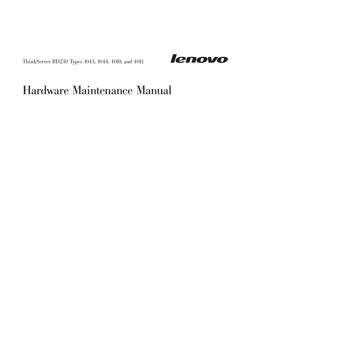 Lenovo RD230 manual Hardware Maintenance Manual 