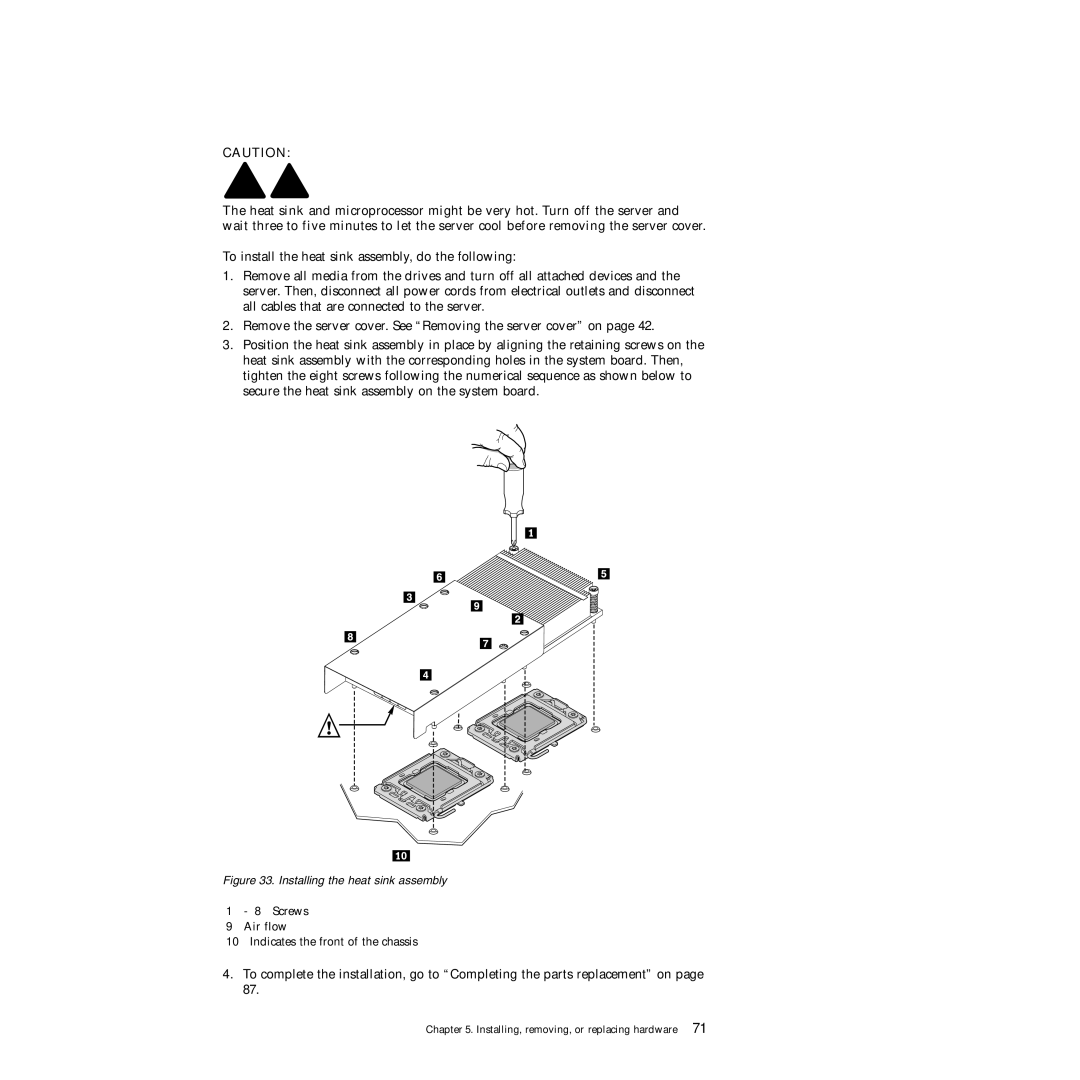 Lenovo RD230 manual Installing the heat sink assembly 