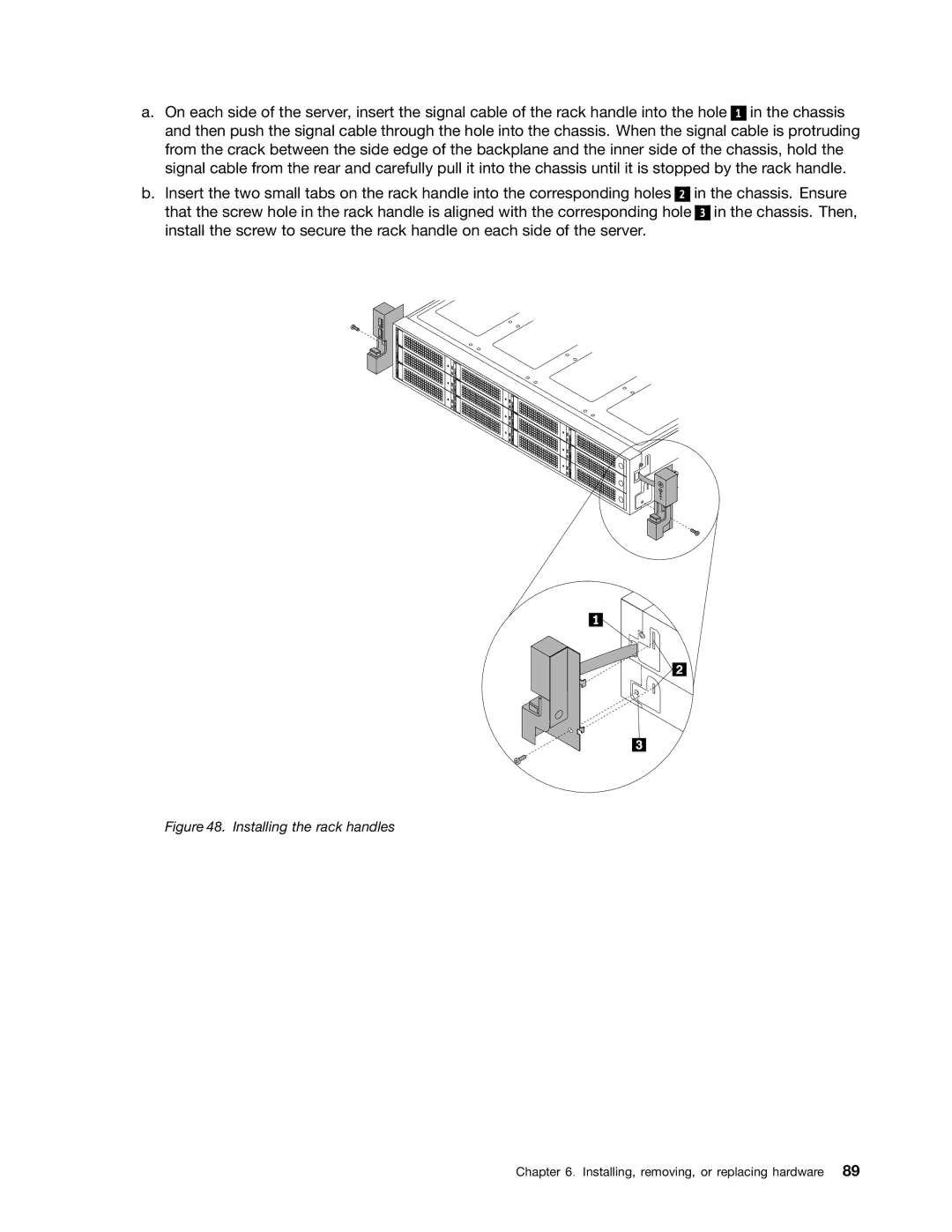 Lenovo RD430 manual Installing the rack handles 