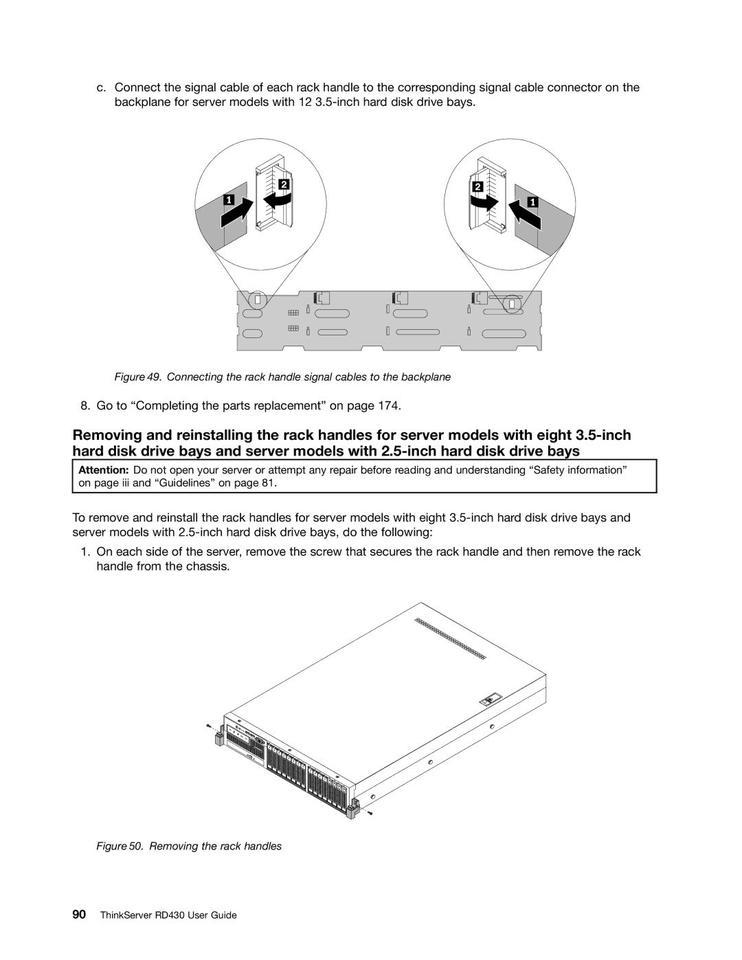 Lenovo RD430 manual Go to Completing the parts replacement on 