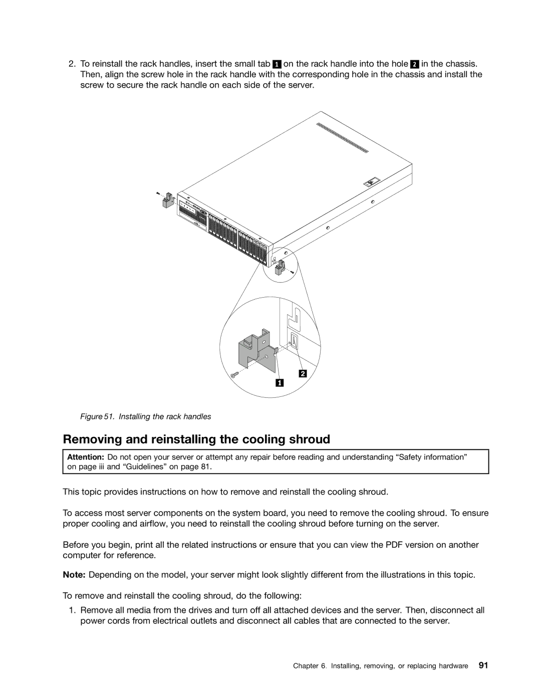 Lenovo RD430 manual Removing and reinstalling the cooling shroud 