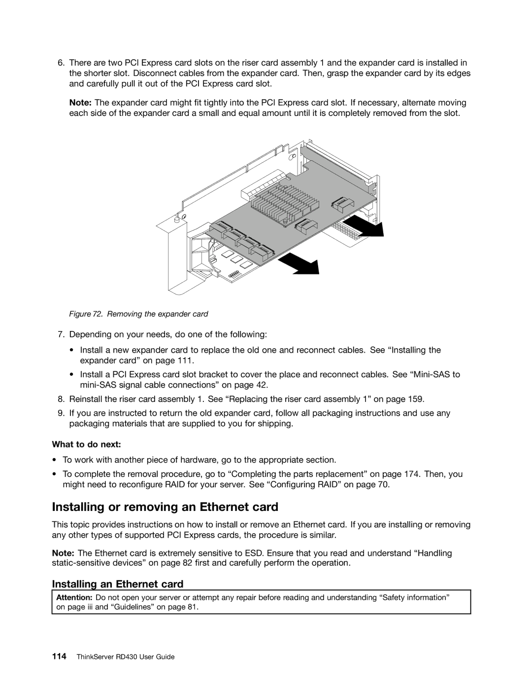 Lenovo RD430 manual Installing or removing an Ethernet card, Installing an Ethernet card 